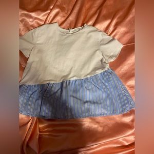 white & blue shein flowy top